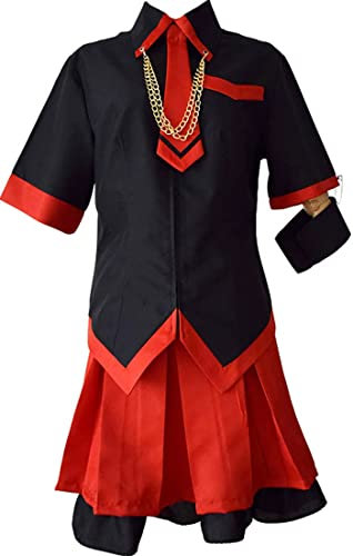 MengXin Anime Blood-C Kisaragi Saya Cosplay Kostüm Brille für Damen Mädchen Frauen Kleid Halloween Anpassen (schwarz, groß)