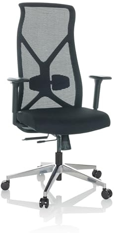 hjh OFFICE Profi Bürostuhl AZURRO B Stoff Drehstuhl ergonomisch, Netzrücken, Flexible Lordosenstütze, Schwarz, 751014