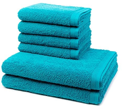 Möve - 6 teiliges Frottier-Set - Superwuschel (4 X Handtuch 2 X Duschtuch im Set) - 520 g/m2 - Baumwolle - Walkfrottee - saugstark - weich und flauschig - Lagoon