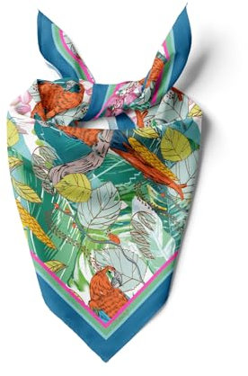 dscarf Damen-Halstuch 55cm x 55cm Square Unisex Stirnband Schal Bandana Hals Kopftuch Atmungsaktiv (Blühendes Design 16)