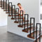 Treppengeländer Innen-Außen, Geländer für Treppen U-förmige, Treppenhandlauf (Sicherheit+Dekoration) Handlauf für Treppen Mattes Schwarz Modern für Villen, Balkone, Flure, Wohnungen (110CM Schwarz)