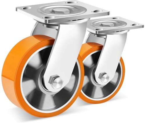W B D WEIBIDA 125mm Möbelrollen Schwerlast, 360° Drehbar Schwerlastrollen Tragkraft 450KG pro Stück, Kein Lärm Polyurethan Rollen für Große Instrumente, Werkzeugkasten und Industrielle, 2er-Set