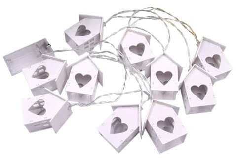 Alipis Lichterkette Herz Holz 2m 10 LED Warmweiß Dekolichterkette für Weihnachten Hochzeit Schlafzimmer Wanddekoration Garten Party Tischdekoration Laternenpfahl Schmücken