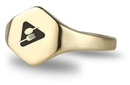 Engraved Spoon And Fork Ring - 14k Gold Spoon And Fork Ring - Food Lovers Ring - Chef Ring - Hexagon Ring