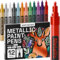 Artistro Lot de 12 stylos de peinture métallique pour peinture sur roche, pierre, céramique, verre, bois, tissu, cailloux, journaux, albums photo, cartes, marqueurs de peinture acrylique, pointe