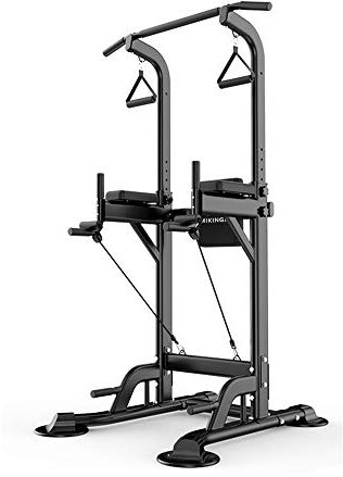 Klimmzugstangen, multifunktionale Klimmzüge, Power Tower mit mehreren Positionen, Krafttrainingsgeräte für den Innenbereich, klein, platzsparend (Farbe: Schwarz)