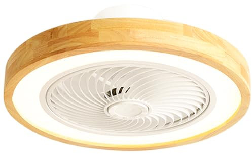 Ventilador Techo Con Luz Madera Silencioso Lámpara Con Ventilador Regulable 6 Velocità Lampara De Ventilador De Techo Invisible Sin Aspas Función De Memoria Motor DC Verano Invierno Reversible