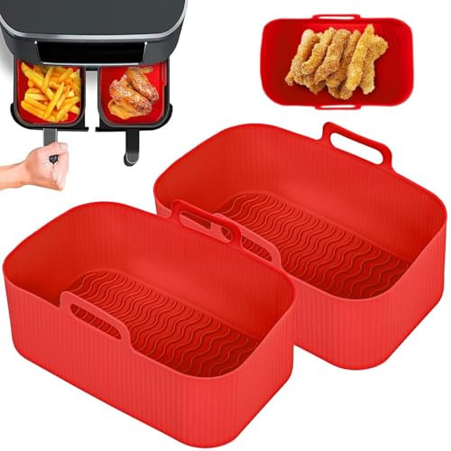 Anttyscar 2Pcs Silicone Air Fryer Liners for Ninja Dual Drawer Air Fryer,AF451UK/AF400UK,Air Fryer Rack Accessories for Air Fryer, Oven and Microwave