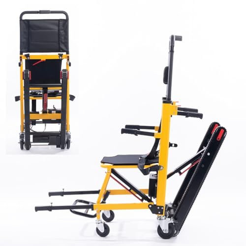 WOLWES Sillas De Ruedas Eléctricas para Subir Escaleras,Elevadores Eléctricos para Escaleras,Sube Escaleras Eléctrico sobre Orugas,Silla De Ruedas Eléctrica Plegable,Salvaescaleras Yellow