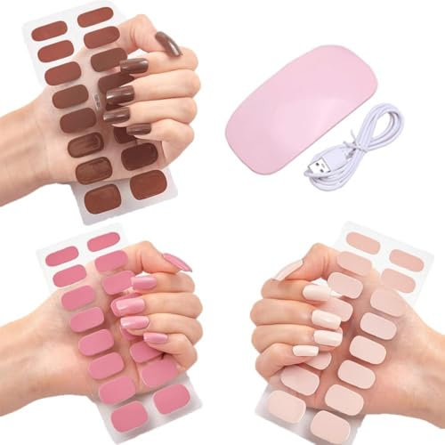 Quinnas Nails, Quinnas Gel Nail Stickers with Uv Light Kit, Vorist Gel Nail Strips, Fully Cured Gel Stickers, Diy Gel Nail Stickers Kit, Easy To Apply & Removes (Set B)