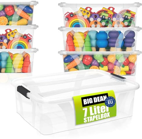 BigDean Aufbewahrungsbox mit Deckel 7 L flach und Transparent – Aufbewahrungsbox stapelbar & Made in Europe (5)