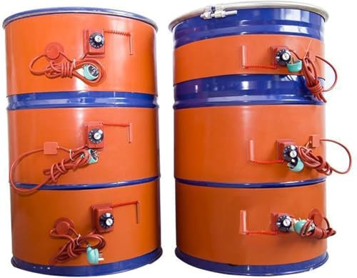 Oil Drum Heater Belt,Silicone Heating Belt Insulated Pail Heater,Metal Oil Drum Silicon Heater Barrel Band Heat Pad,Anti-condensation Anti-freeze Heater,Knob Temperature Cont(Size:30L 900*250mm 1200W)