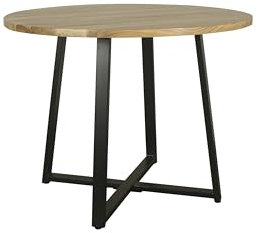 byLIVING Esstisch Arrow/Rund/Tischplatte Massivholz Akazie Natur/Gestell Metall schwarz/Küchentisch/Echtholz/D 100, H 77 cm