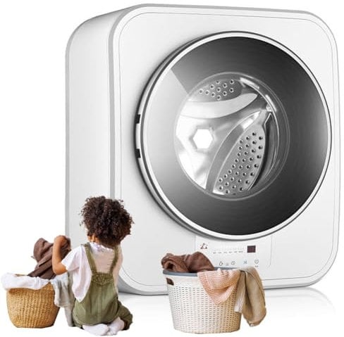 Mini Secadora con Ventilación De 3 Kg, Lavadora De Pared De 800 W, Lavadora Compacta De Carga Frontal, Lavado Rápido De 15 Minutos, Secado con Aire Caliente, para Viajes, Apartamentos, Dormitorios