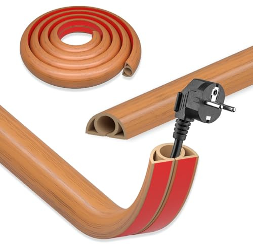 DIKARIYA Kabelkanal Holzoptik Flexible, 2.5CMx3M Klein Kabelkanal Boden Selbstklebend PVC Kabelbrücke Fussboden Bodenkabelschutz Aussenbereich Wetterfest Mini Kabelabdeckung zum Büro, Konzert, Haus