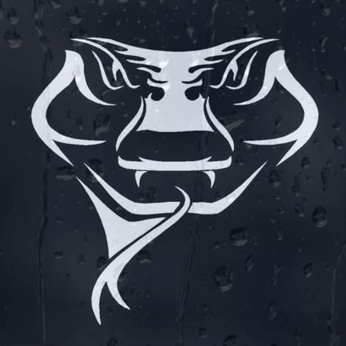 Adesivo in vinile con testa di serpente cobra, 15 cm x 15 cm, bianco