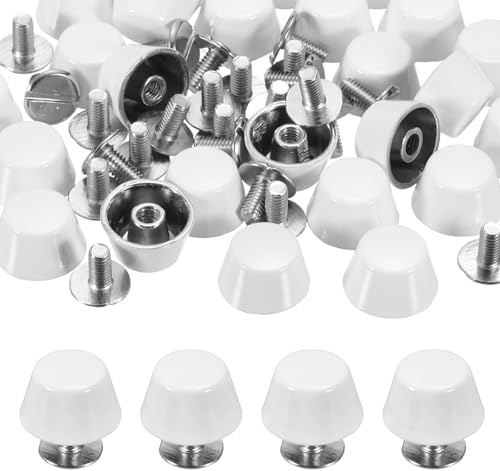 PATIKIL 25 Stück Nieten Set, Metall Eimerförmige Nieten, Stud Punk Niete, Nietenkopf für DIY, Lederband, Schuhe Deko, Reparatur, Kleidung, Gürtel, Weiß（12mm