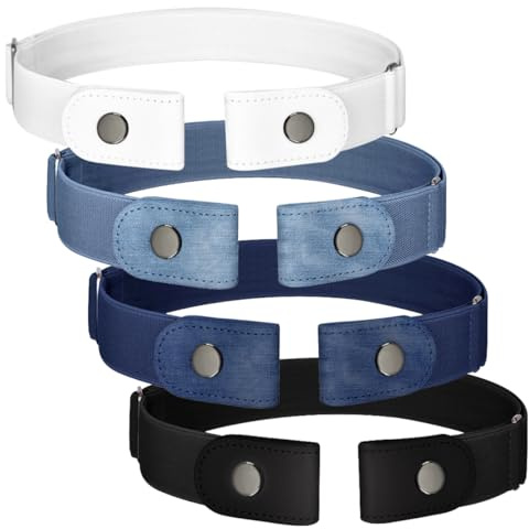 Dhisperares 4 Pièces Ceinture sans Boucle Femme pour Jeans et Pantalons | Ceinture Elastique Invisibles Sans Boucle, Alternatives en Caoutchouc pour Femmes Enceintes Ou Après L'accouchement