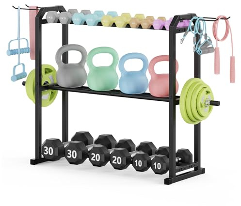 IMAYCC 3-Tier Adjustable Dumbbell Rack 85x32x80 cm Weight Storage Stand for Dumbbells, Kettlebells, and More Space-Saving Home Gym Organizer, 300KG/660LB Capacity (Dumbbells Not Included)