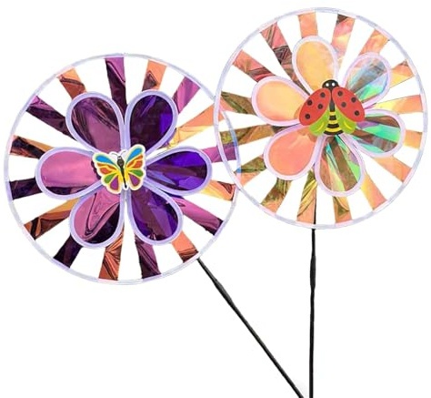 Elnwnnkc 2 Stück Windmühle Spielzeug Kunststoff Windrad Wind Spinner Für Kinder Freien Spielen Partybevorzugung Hinterhof Garten Dekoration Kinder Outdoor Garten Windmühle