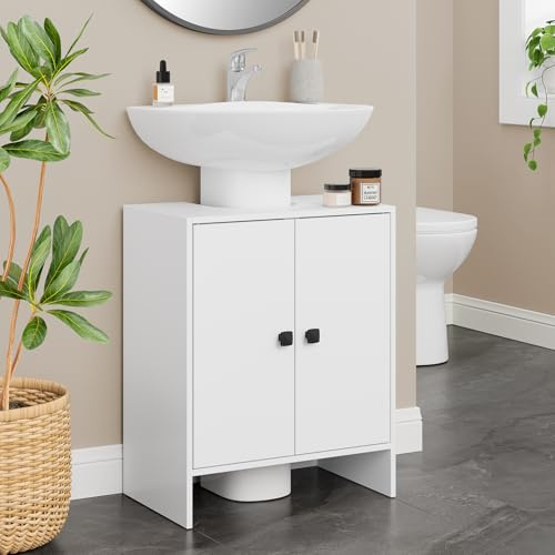 RRX Bathroom Vanity Unit Storage Cabinet Under Basin,48 x 30 x 60cm,White | Cupboard Wash Stands, Vanity Units Space Saving Open Compartment ,Adjustable Shelf Addition To Your Home
