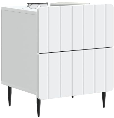 vidaXL Nachttisch 2 pcs Weiß 43 x 34,5 x 49,5 cm Holzwerkstoff, Moderner Nachttisch, rechteckiger Stauraum, vielseitiger Beistelltisch, eleganter Schlafzimmerorganizer