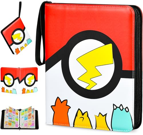 Album di Carte da Collezione, Raccoglitore Carte con Cerniera, PU Album Impermeabile, Regalo per Bambini (900 tasche)