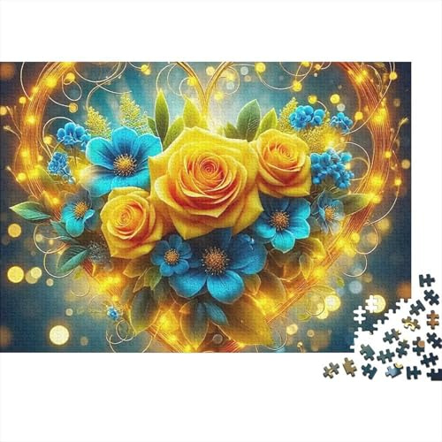 Yellow Rose Bouquet 1000 Piece Jigsaw Puzzle Paper Puzzle for Adults Glowing Floral Scene Mindfulness Gift Home Décor 70x50cm/1000pcs