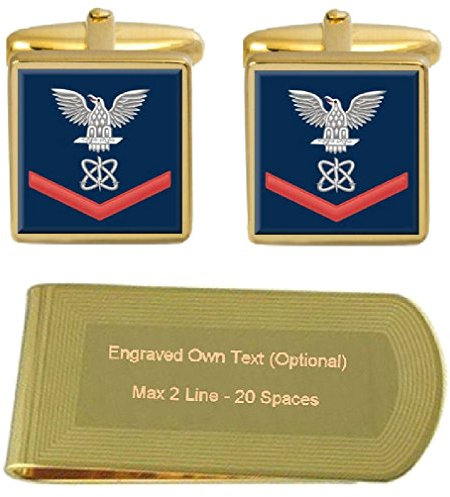 Manschettenknöpfe Gravur Geldklammer U.S. Navy Red E-4 Electronics Warfare Techniker EW
