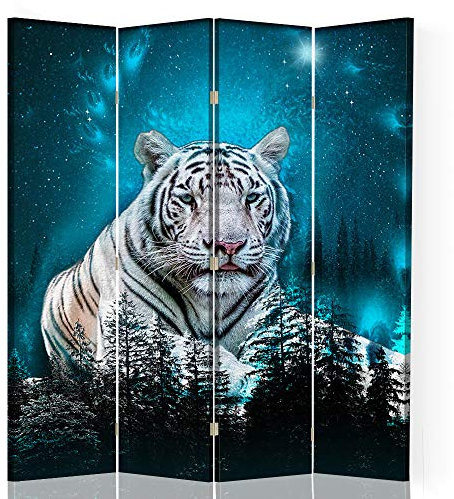 Trennwand Tiger 360 Grad drehbarer Raumteiler 4-teilig beidseitig Blau 145x175 cm