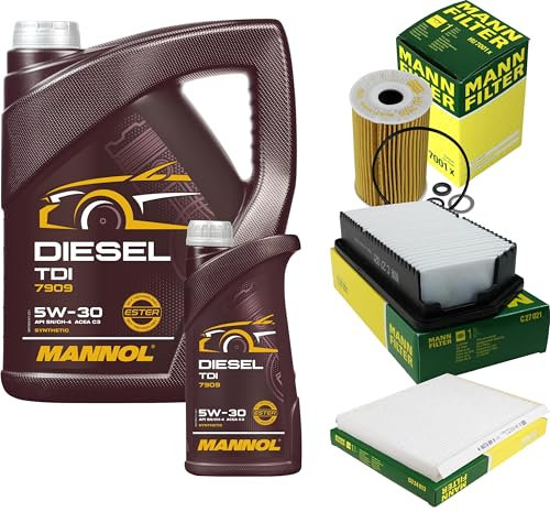 Filter Set Inspektionspaket 6 Liter MANNOL Motoröl Diesel TDI 5W-30 API SN/CF MANN-FILTER Luftfilter Innenraumfilter Ölfilter