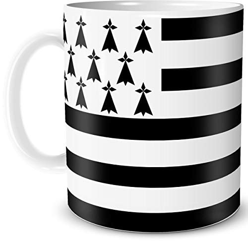 TRIOSK Tasse Flagge Bretagne Länder Flaggen Geschenk Frankreich Souvenir Breizh für Reiselustige Frauen Männer Arbeit Büro Weltenbummler