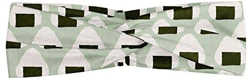 ABAKUHAUS Abstrakt Halstuch Bandana Kopftuch, Onigiri Japanische Reisbällchen Pastell Snack Hipster Küche Illustration, Elastisch und Angenehme alltags accessories, Hellgrün Dunkelgrün