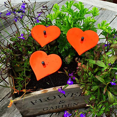 3X Sonnenfänger 'Herz', Deko Gartenstecker 3er Set mit 25cm Schwingstab, Leuchtende Garten Geschenk Idee Hochzeit Liebe, Farbe:Rot