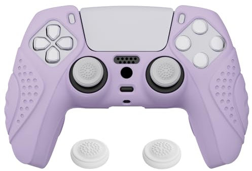 eXtremeRate PlayVital Cover Custodia per ps5 Joystick Controller Skin Silicone Antiscivolo Protettiva con Gommini Copri Levette Analogiche-Guardian Edizione,Malva