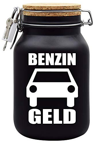 Spardose Benzin Geld Geschenk Idee Schwarz XL