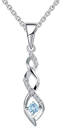 JO WISDOM Damen Halskette Sterling Silber 925,Kette Anhänger Unendlichkeit Infinity mit 3A Zirkonia März Geburtsstein Aquamarin Farbe,Schmuck für Frauen