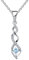 JO WISDOM Damen Halskette Sterling Silber 925,Kette Anhänger Unendlichkeit Infinity mit 3A Zirkonia März Geburtsstein Aquamarin Farbe,Schmuck für Frauen