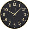 HZDHCLH Wall Clock 12 Inch Silent Non Ticking Clock for Living Room Bedroom Kitchen Office (Black-gold)