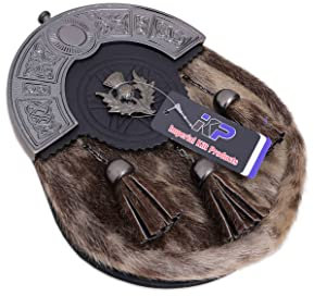 Imperial Kilt Products Schottisches Kleid Kilt Sporran Formal Seal Haut Distel Cantle Antik Finish für Männer (Distelabzeichen), beige, One size