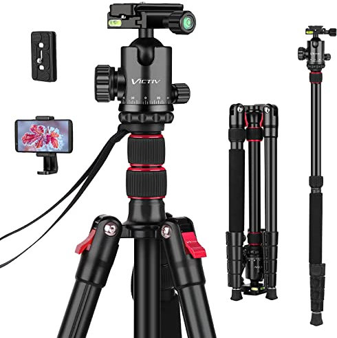 Professional Tripod for Camera, Victiv 81 inch Aluminium Compact Travel Camera Tripod Monopod Heavy Duty with Phone Mount, Compatible with Canon Nikon Sony