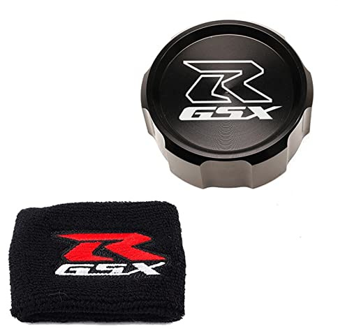 Motorrad -Frontbremsbremsflüssigkeits -Master -Zylinder -Reservoir -Abdeckung und 3D gestickte Sockenabdeckung for GSXR 750 600 1000 GSXR (Color : Black)