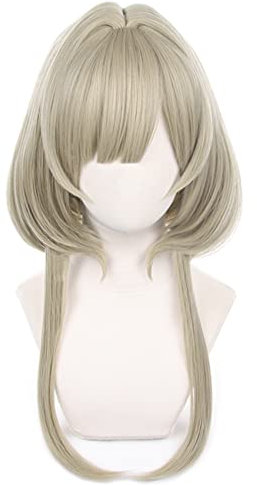 Anime Cosplay Perücke mit dunkelgelbem Kostümhaar für Frauen Halloween Party mit Mütze