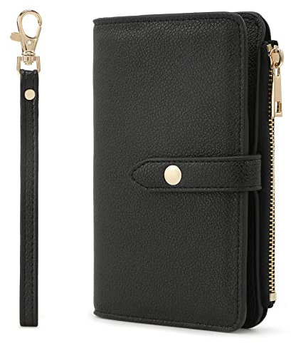 Lychii Reisepass Schutzhülle, Reisepass Brieftasche aus Kunstleder mit RFID Blockier, Travel Wallet Organizer für Impfpass, Kreditkarten, Ausweis und Reisedokumente, Schwarz
