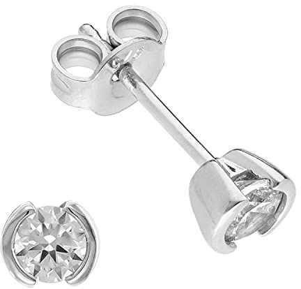 trendor Damen Ohrringe 925 Silber Zirkonia Ohrstecker Ohrschmuck aus echtem Sterlingsilber, elegante Geschenkidee für Frauen, 15143