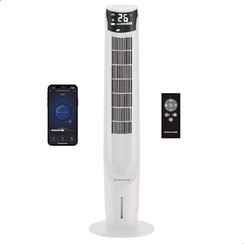 CoolHome AC2209 - Enfriador de aire con función giratoria y mando a distancia, incluye elementos de refrigeración, 108 cm, pantalla LED regulable