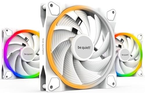 be quiet! Light Wings 140mm PWM high-speed White fan, 3 fans included, ARGB lighting, multiple colors and modes, silence-optimized fan blades, high air pressure, low noise-generating turbulences
