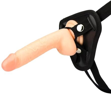 Loving Joy Kit de consolador con arnés realista de 6 pulgadas, consolador con arnés, consolador con arnés para hombres y mujeres, juguete sexual, consolador con arnés para parejas Blanco y Negro