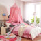 Surwin Betthimmel Madchen Jungen Babybett Doppelbett, Moskitonetz Baldachin mit Kugel Kinderzimmer Einzelbett Himmel Schlafzimmer Dekoration Spielzelte Kinder Geschenk, Ohne Bohren (Rosa)