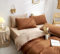 Freyamy Bettwäsche 135x200 cm Orange Karamell Beige Uni Einfarbig Wendebettwäsche Moderne 2teilig Bettwäsche Set 1 Deckenbezug und 1 Kissenbezug 80x80 cm mit Reißverschlüsse für Einzelbett